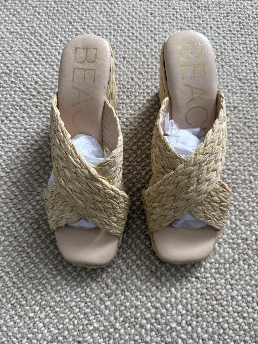BEACH by Matisse Bondi Raffia Wedge Sandals Natural Size 8